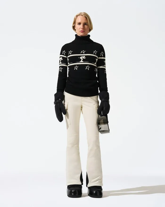 Perfect Moment Skiier Merino Wool Turtleneck Black Women Tops