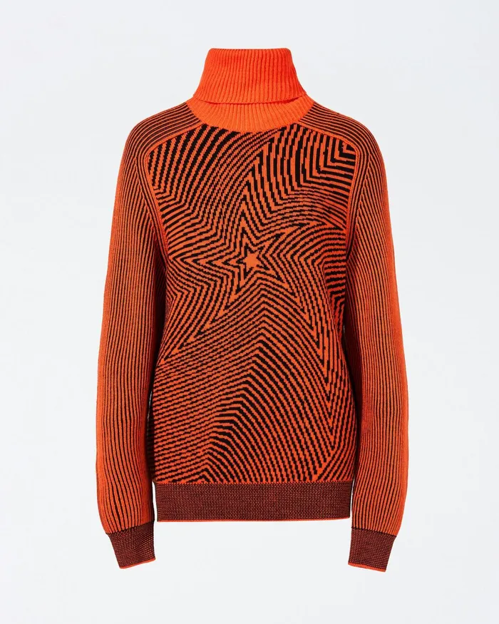 Perfect Moment Star Merino Wool Turtleneck Sweater Orange Women Tops