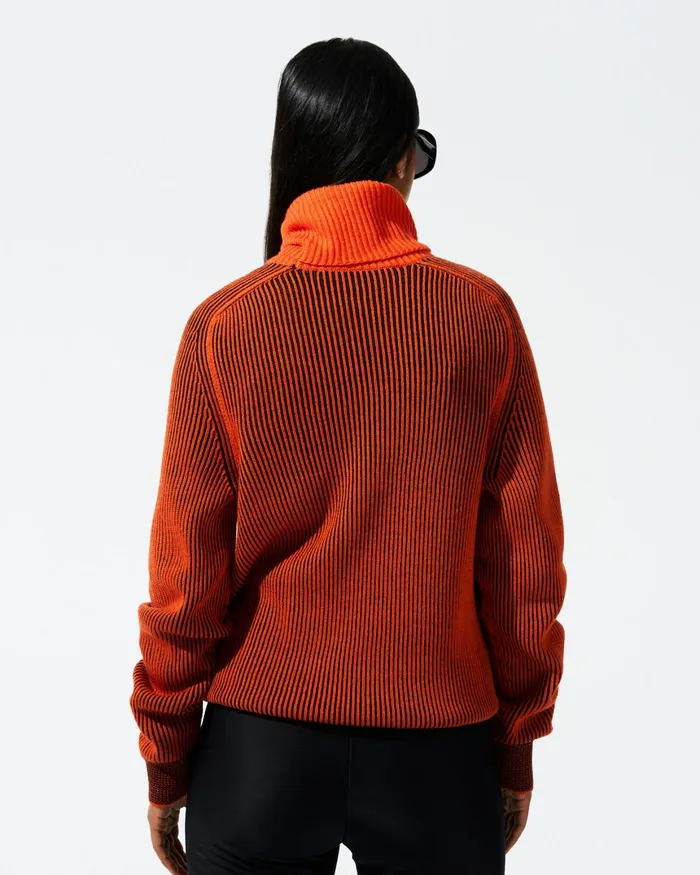 Perfect Moment Star Merino Wool Turtleneck Sweater Orange Women Tops