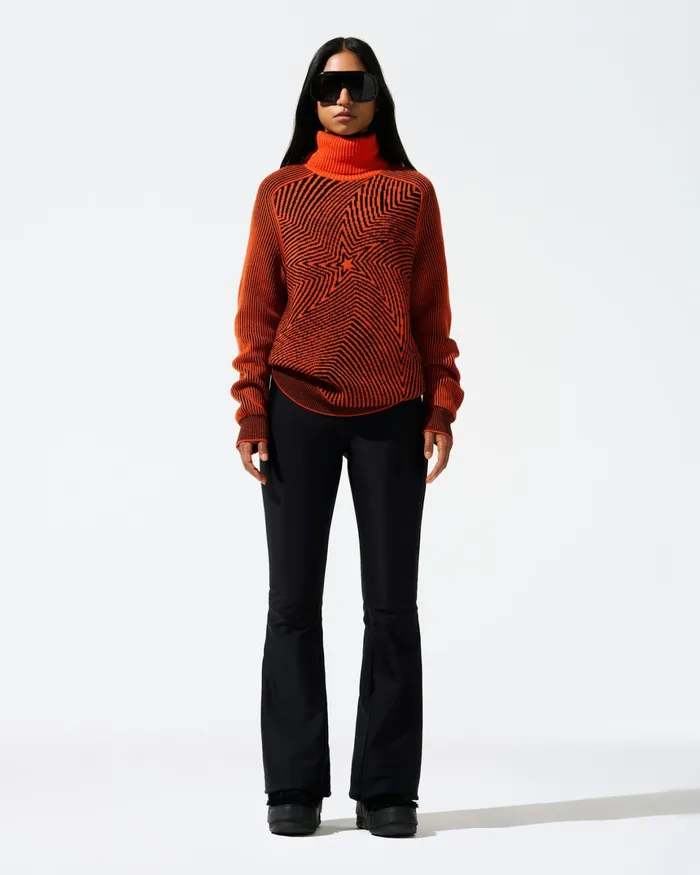 Perfect Moment Star Merino Wool Turtleneck Sweater Orange Women Tops