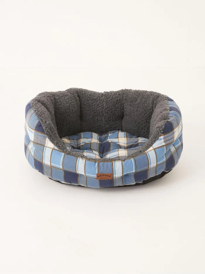 Pet Accessories Fat Face Blue 100 Cotton 76cm Check Pet Bed