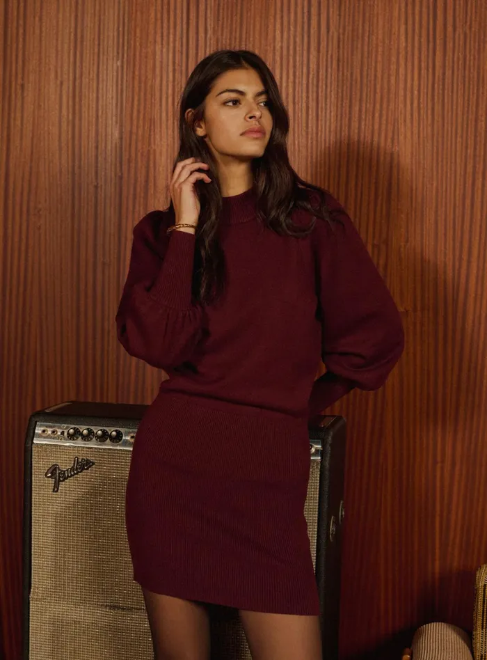 Petite Mendigote Dresses Fw24 Robe Roxie Maille Fine Bordeaux 8211 Women
