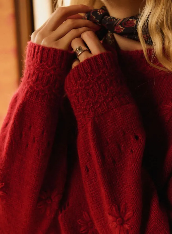 Petite Mendigote Meshes Fw24 Pull Brode Minetta Red 8211 Women