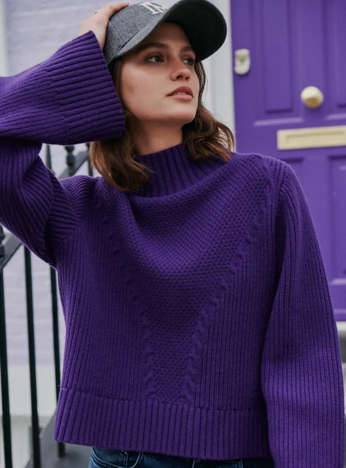 Petite Mendigote Meshes Fw24 Pull Torsade Magic Purple 8211 Women