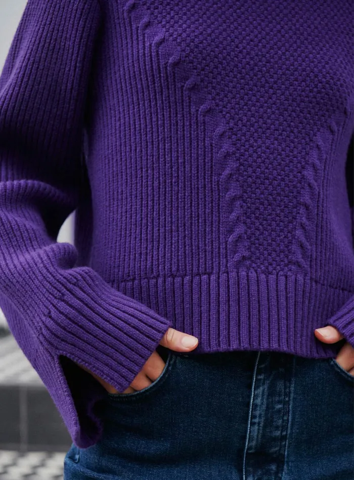 Petite Mendigote Meshes Fw24 Pull Torsade Magic Purple 8211 Women