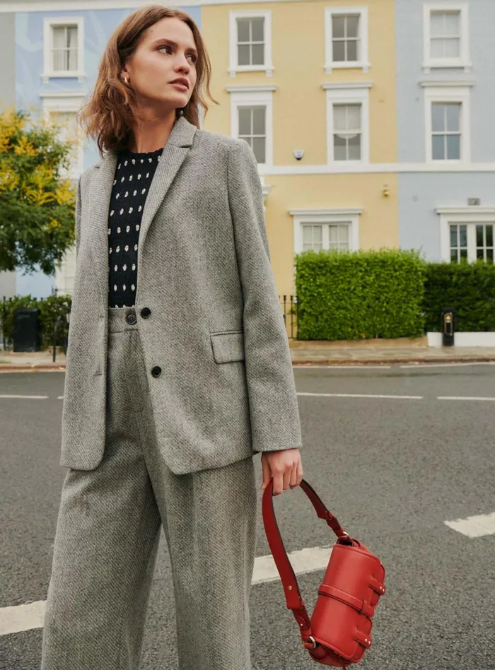 Petite Mendigote Tailors Fw24 Veste Tailleur Laine Olive Gray 8211 Women