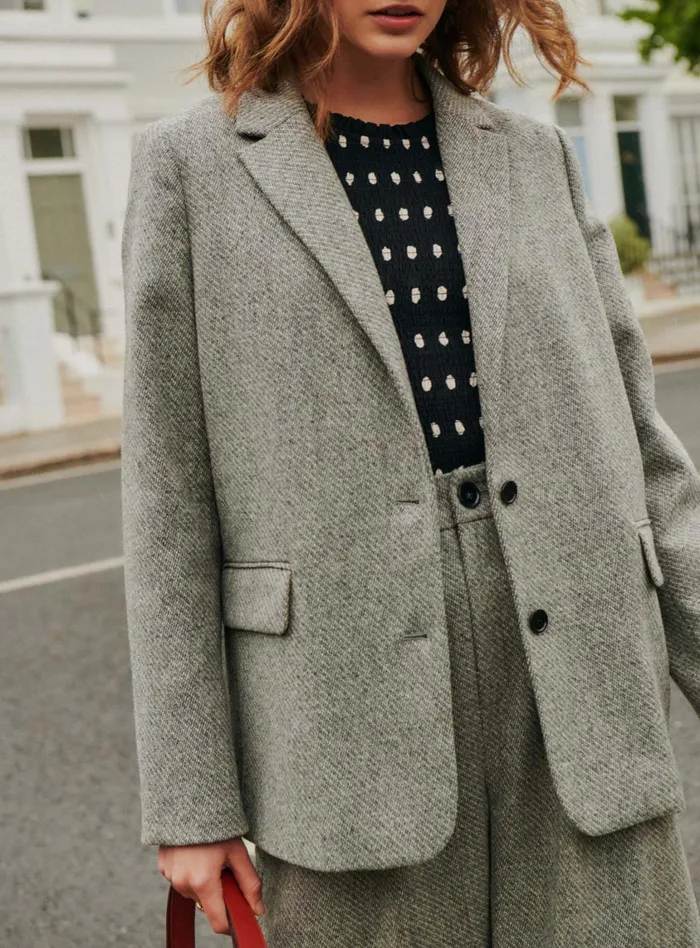Petite Mendigote Tailors Fw24 Veste Tailleur Laine Olive Gray 8211 Women