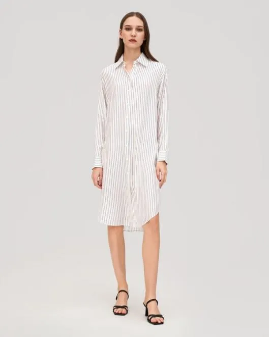 Pinstriped Freesia Shirt Dress Women Jumpsuits Lilysilk Dresses