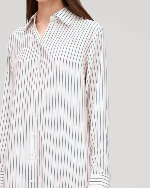 Pinstriped Freesia Shirt Dress Women Jumpsuits Lilysilk Dresses