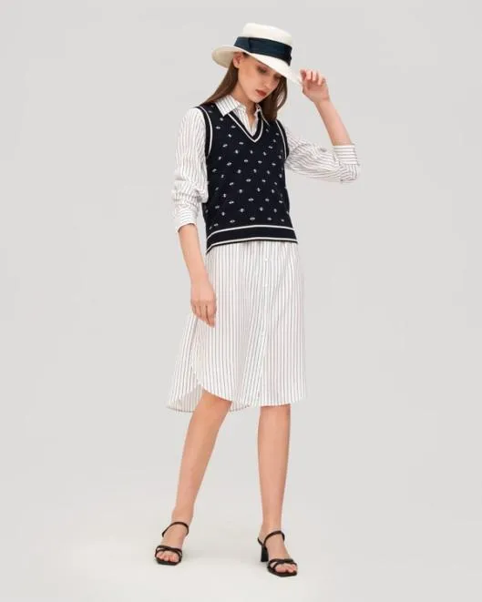 Pinstriped Freesia Shirt Dress Women Jumpsuits Lilysilk Dresses