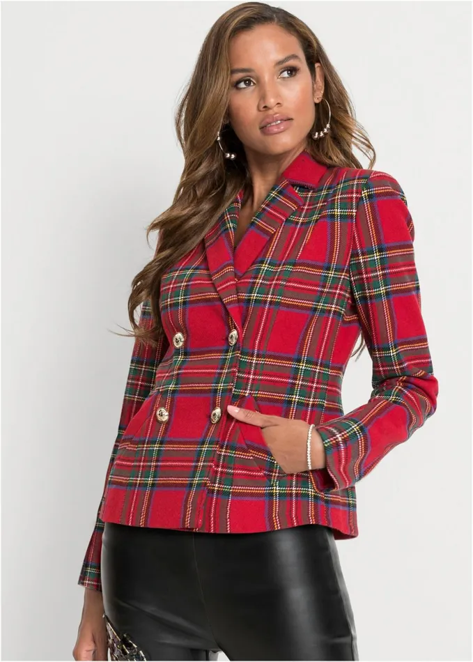 PLAID JACKET Red Multi Women VENUS Jackets