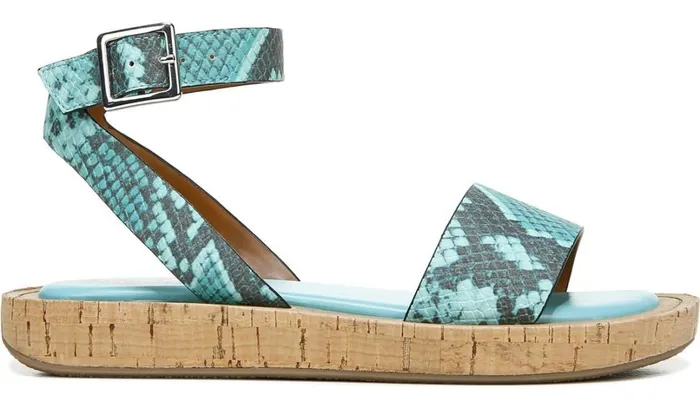 Platform Women Franco Sarto Franco Eden Platform Sandal Teal Snake Print Faux Leather