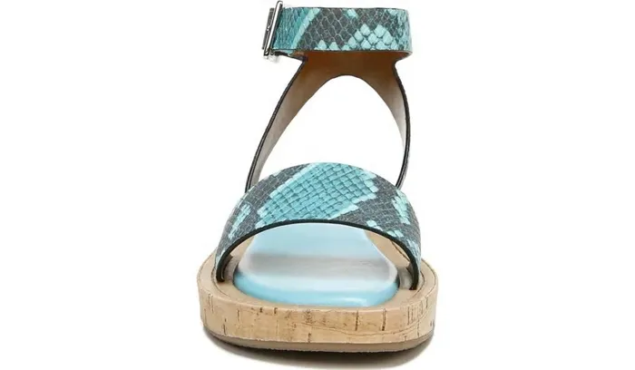 Platform Women Franco Sarto Franco Eden Platform Sandal Teal Snake Print Faux Leather