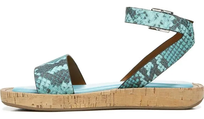 Platform Women Franco Sarto Franco Eden Platform Sandal Teal Snake Print Faux Leather
