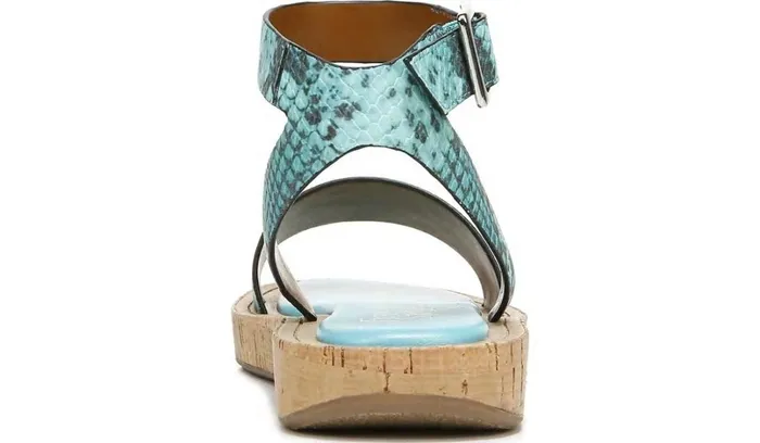 Platform Women Franco Sarto Franco Eden Platform Sandal Teal Snake Print Faux Leather
