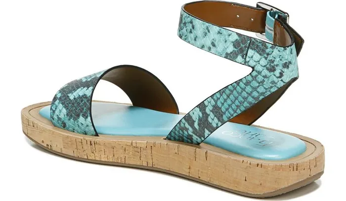 Platform Women Franco Sarto Franco Eden Platform Sandal Teal Snake Print Faux Leather