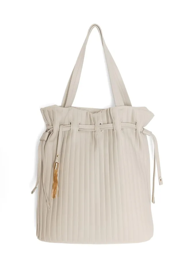 PLEATED TOTE BAG Taupe Women VENUS Handbags