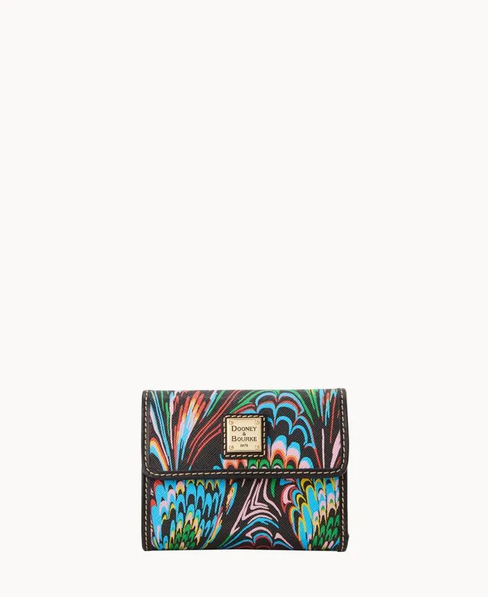 Plumes Small Flap Wallet Black ManWoman Dooney and Bourke Wallets