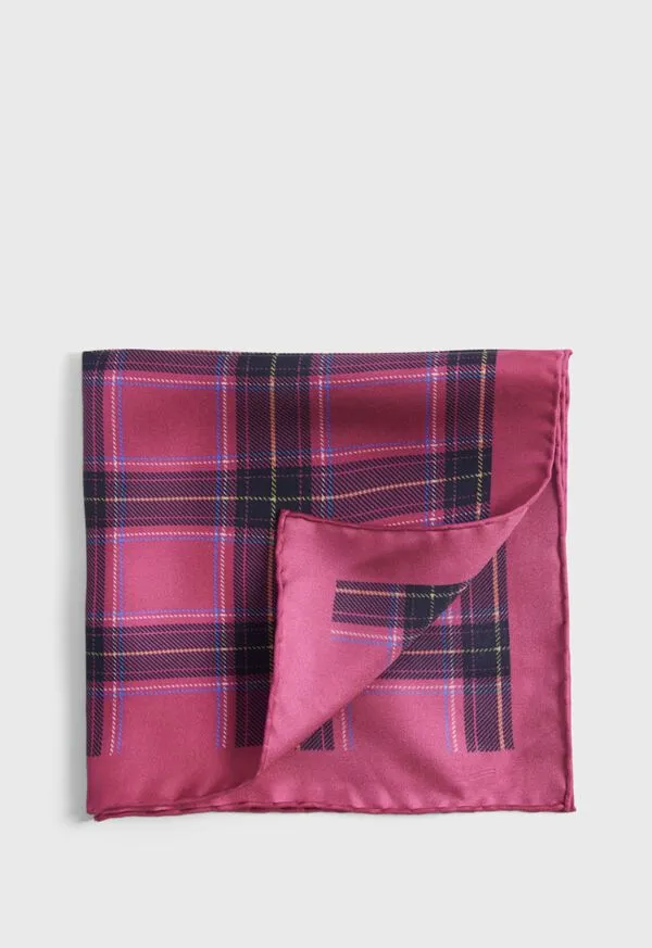 Pocket Squares Mens Silk Plaid Print Pocket Square Berry Paulstuart