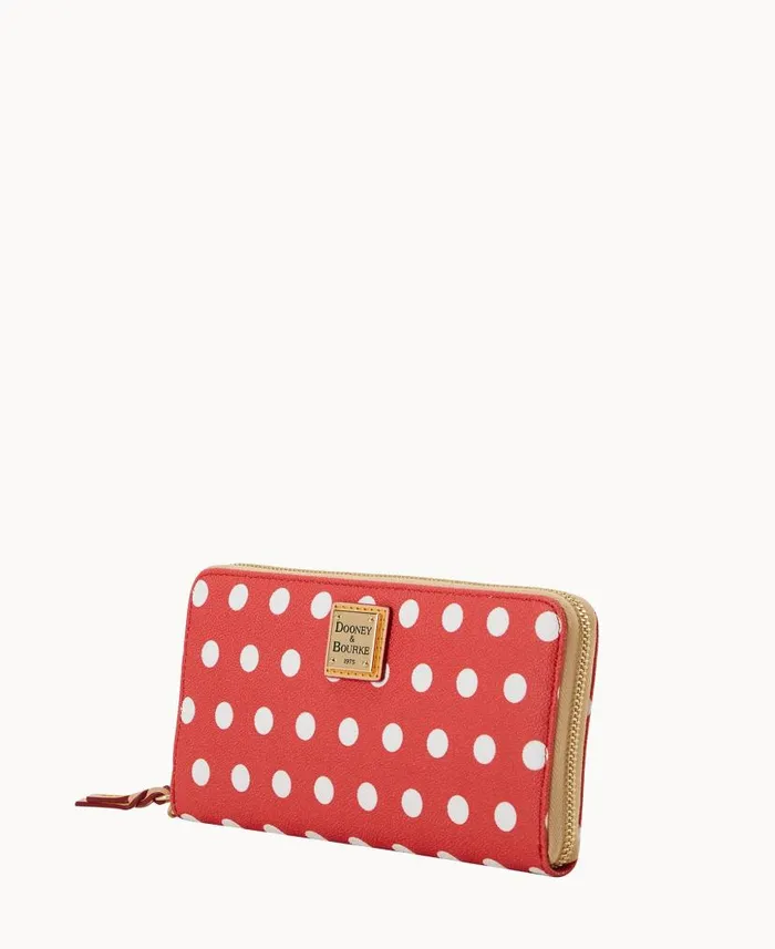 Polka Dot Large Zip Around Wallet Red ManWoman Dooney and Bourke Wallets Polka Dot Large Zip Around Wallet Red ManWoman Dooney and Bourke Wallets