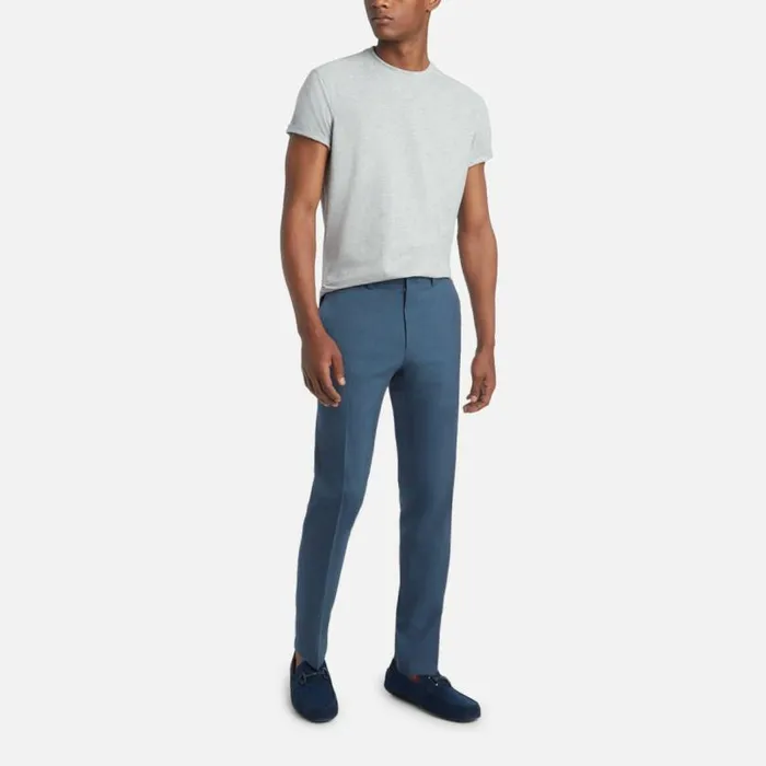 Premium Stretch Twill Slim Fit Flex Waistband Flat Front Dress Pant Chambray Men Kenneth Cole Bottoms