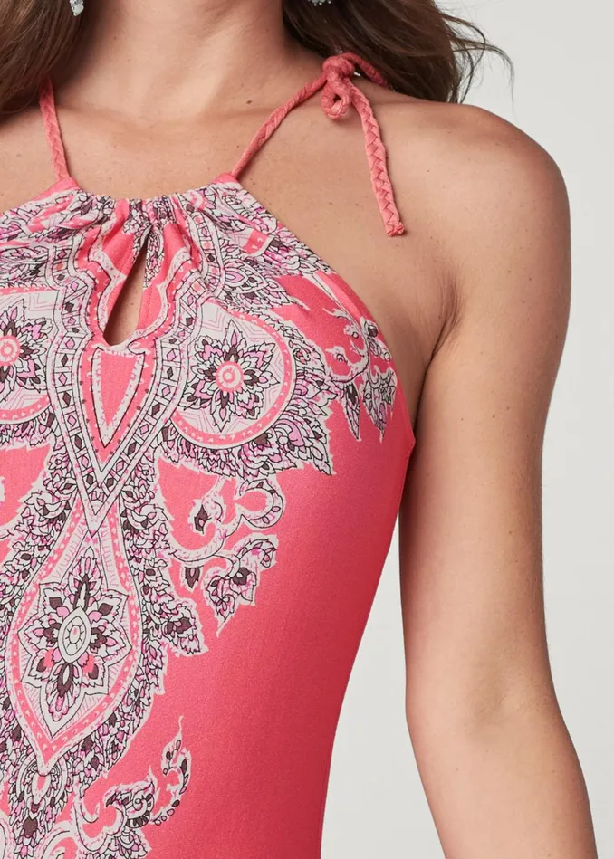 Printed Keyhole Dress Pink Multi Women VENUS Sundresses Printed Keyhole Dress Pink Multi Women VENUS Sundresses