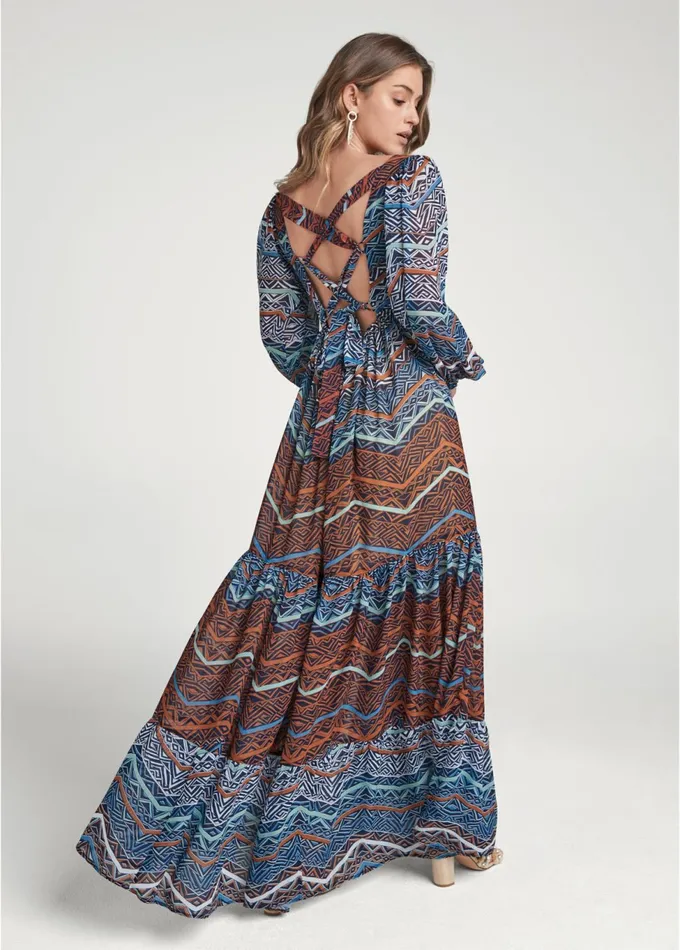 PRINTED MAXI DRESS Rust Multi Women VENUS Sundresses