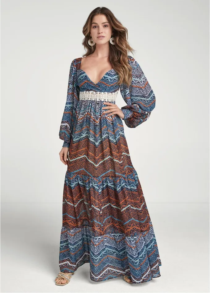 PRINTED MAXI DRESS Rust Multi Women VENUS Sundresses