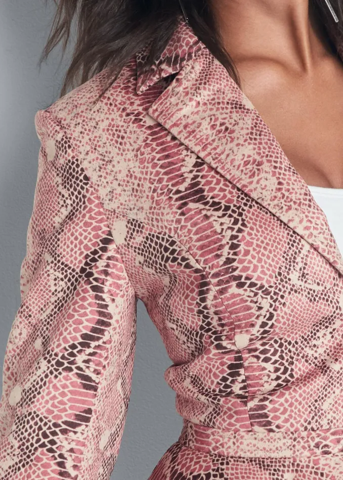 PYTHON PRINT JACKET Pink Multi Women VENUS Faux Leather