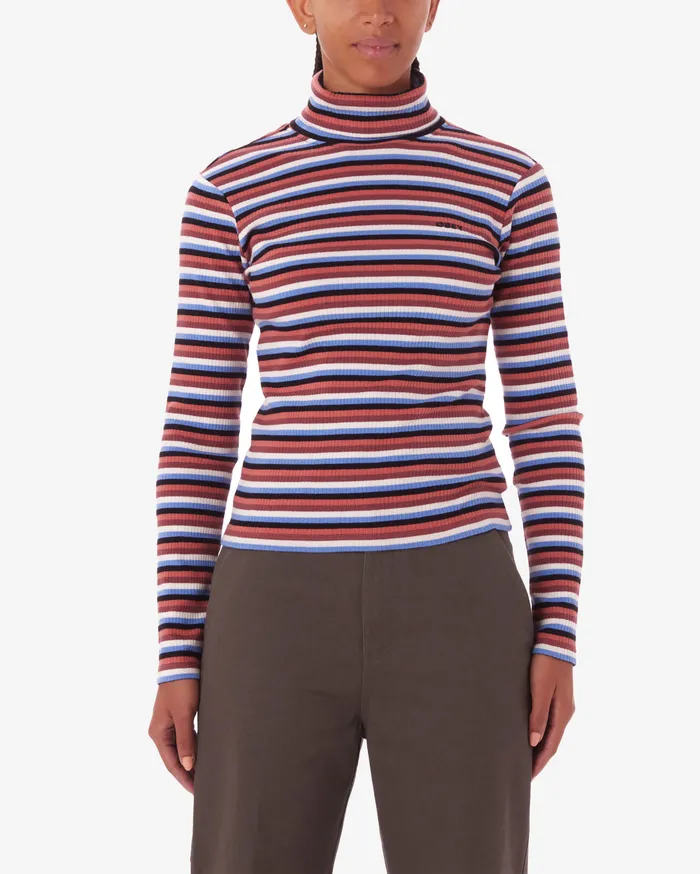 QUINCE STRIPE TURTLENECK Brick Multi TOPS OBEY Clothing Women