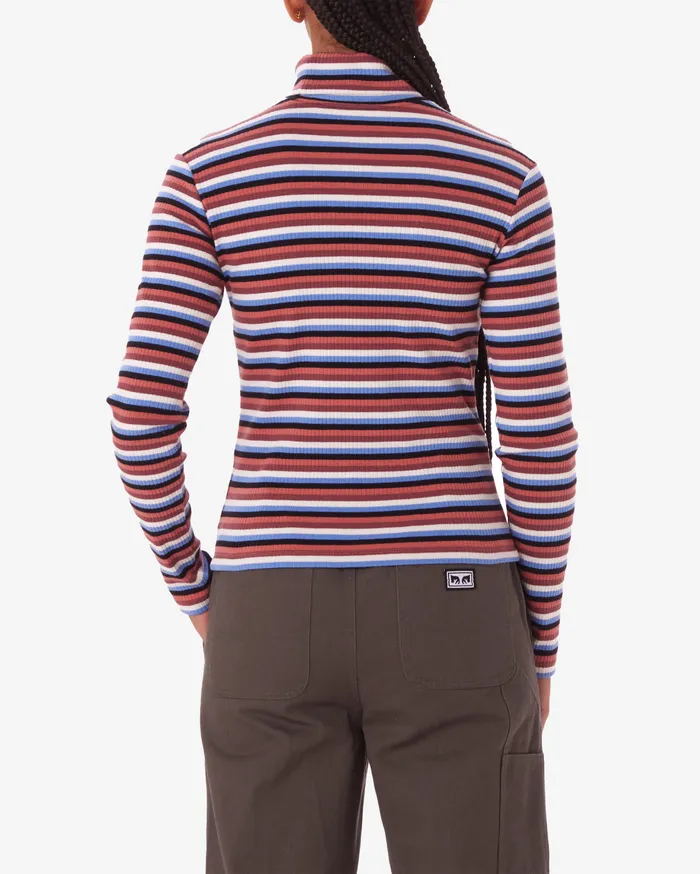 QUINCE STRIPE TURTLENECK Brick Multi TOPS OBEY Clothing Women