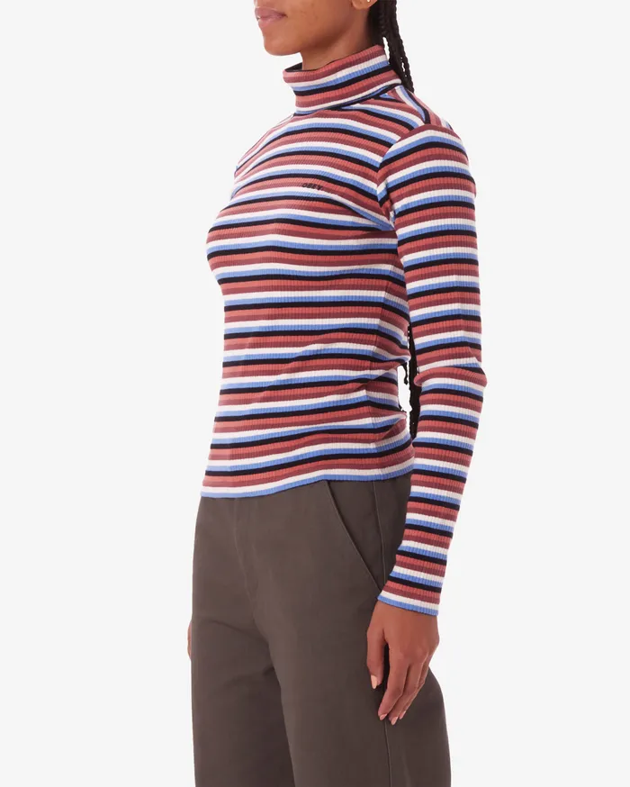 QUINCE STRIPE TURTLENECK Brick Multi TOPS OBEY Clothing Women