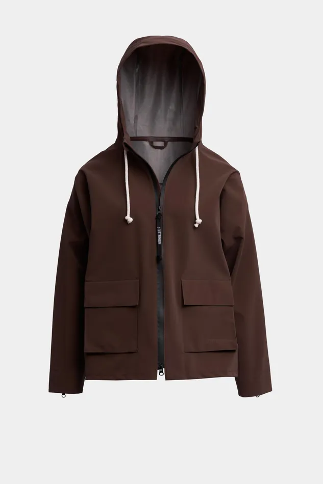 Raincoats Women Stutterheim Sandviken Matte Zip Raincoat Dark Brown