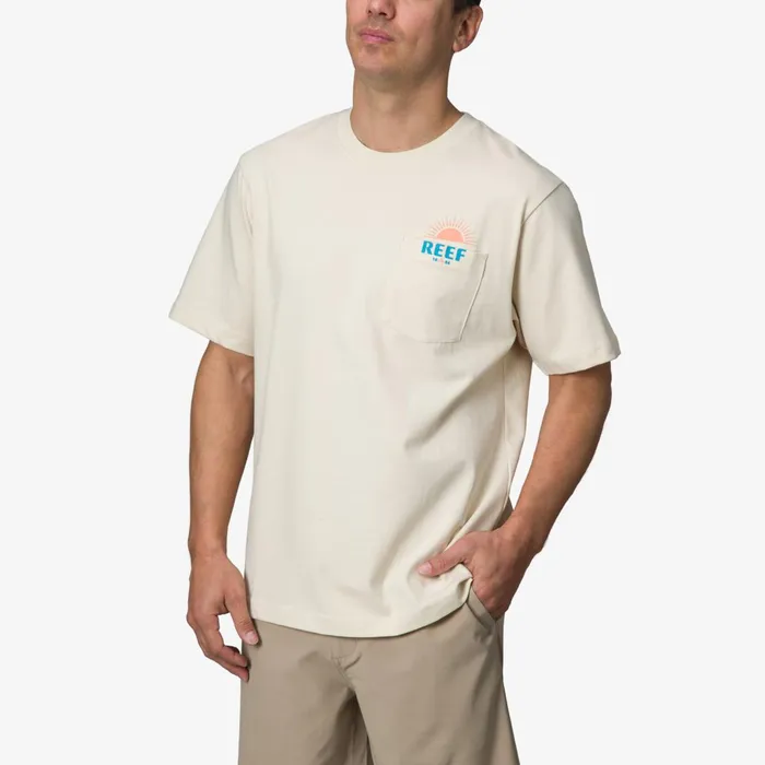 Reef TShirts and Shirts Sunrise Pocket Short Sleeve Tee Almond 8211 Men Reef TShirts and Shirts Sunrise Pocket Short Sleeve Tee Almond 8211 Men