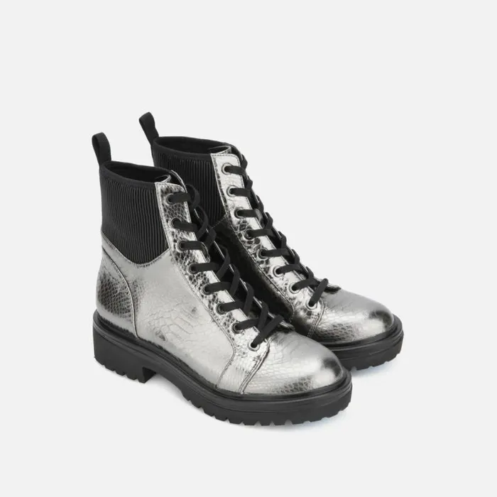 Rhode Metallic Light Combat Boot With Polar Grip Gunmetal Women Kenneth Cole Boots Booties