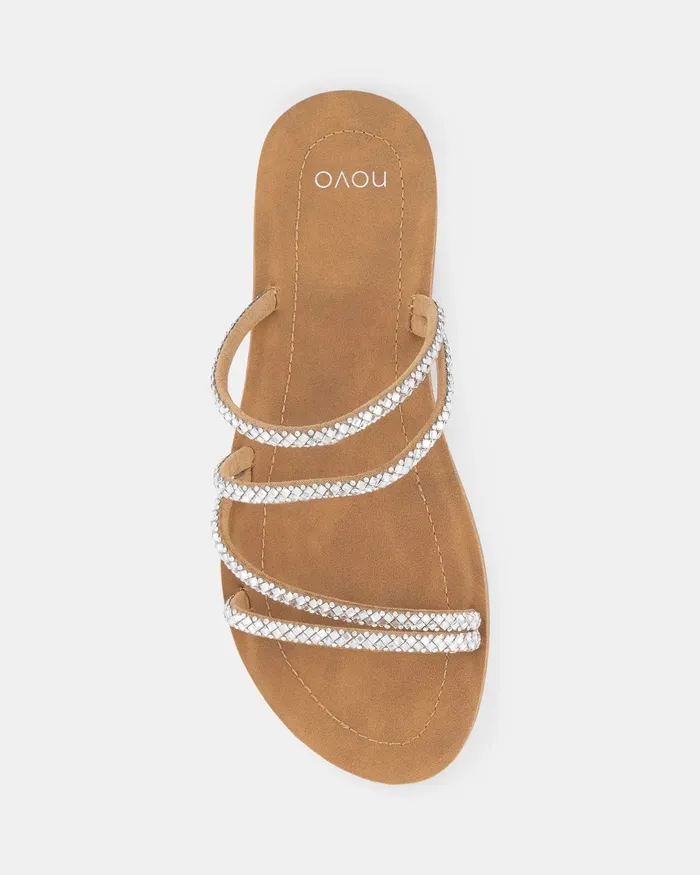 RIVY SILVER Sandals Flat Sandals NOVO Shoes Women