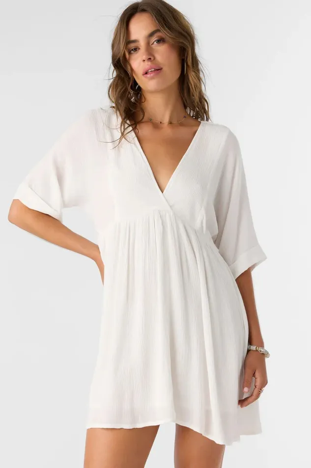 ROSEMARY SOLID SHORT SLEEVE DRESS Winter White Women O039NEILL Collections