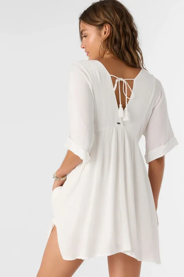 ROSEMARY SOLID SHORT SLEEVE DRESS Winter White Women O039NEILL Collections
