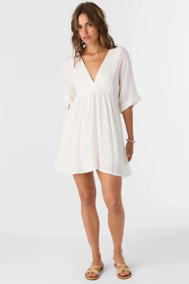 ROSEMARY SOLID SHORT SLEEVE DRESS Winter White Women O039NEILL Collections