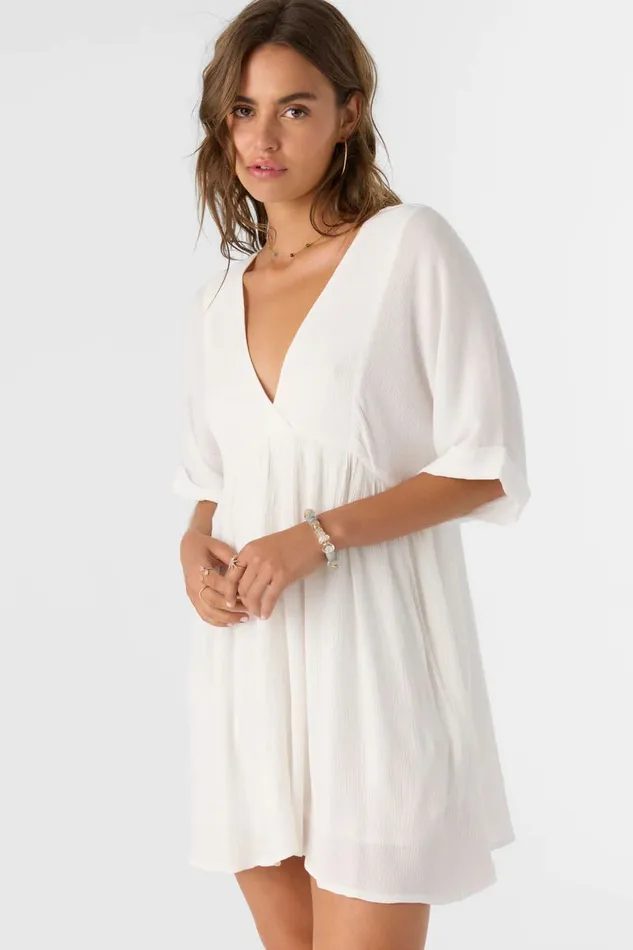 ROSEMARY SOLID SHORT SLEEVE DRESS Winter White Women O039NEILL Collections