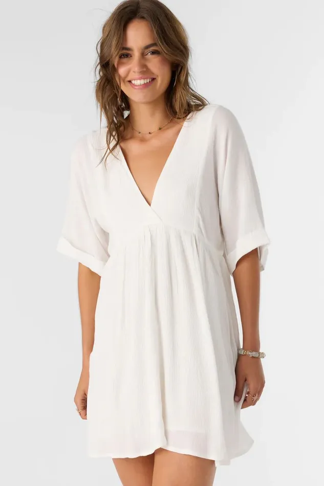 ROSEMARY SOLID SHORT SLEEVE DRESS Winter White Women O039NEILL Collections