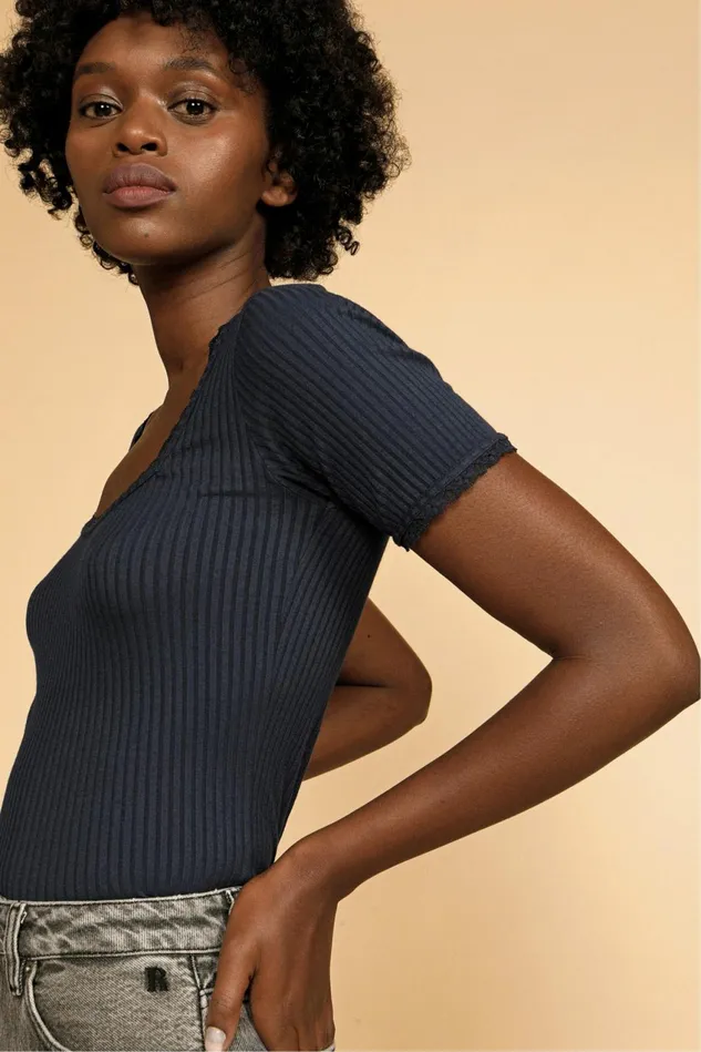 Rouje TShirt GIUIA Navy Women Tshirts and Tank Tops