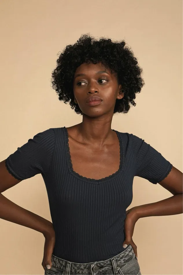 Rouje TShirt GIUIA Navy Women Tshirts and Tank Tops