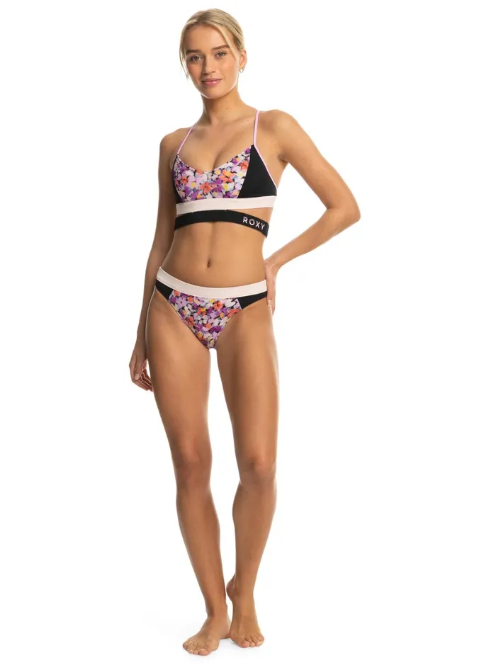 Roxy Active Swimsuits Roxy Active Bikini Bottoms Anthracite Swim Blooms 8211 Women