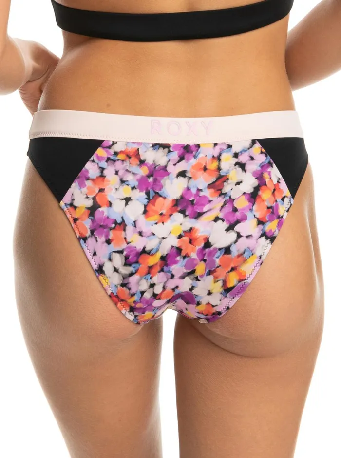 Roxy Active Swimsuits Roxy Active Bikini Bottoms Anthracite Swim Blooms 8211 Women