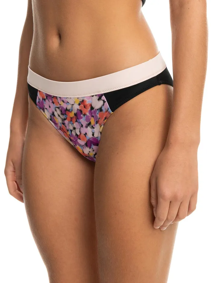 Roxy Active Swimsuits Roxy Active Bikini Bottoms Anthracite Swim Blooms 8211 Women