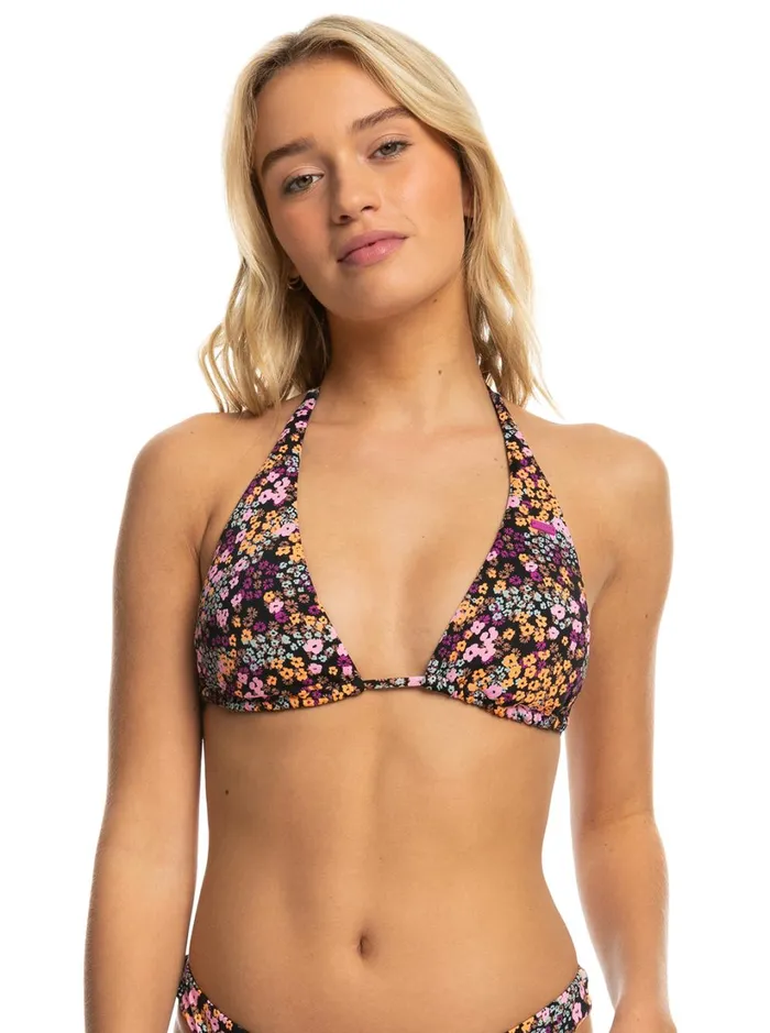 Roxy Bikini Tops Printed Beach Classics Tiki Tri Bikini Top Anthracite Floral Daze 8211 Women Roxy Bikini Tops Printed Beach Classics Tiki Tri Bikini Top Anthracite Floral Daze 8211 Women