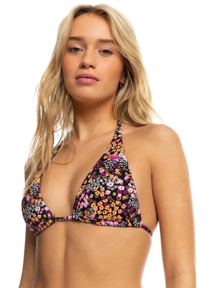 Roxy Bikini Tops Printed Beach Classics Tiki Tri Bikini Top Anthracite Floral Daze 8211 Women
