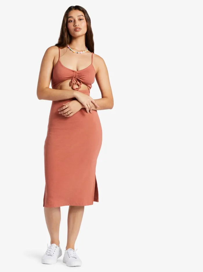Roxy Dresses Wavey Baby Rib Knit Dress Redwood Burl 8211 Women