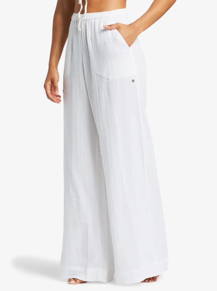 Roxy Pants and Jeans What A Vibe Beach Pants Snow White 8211 Women